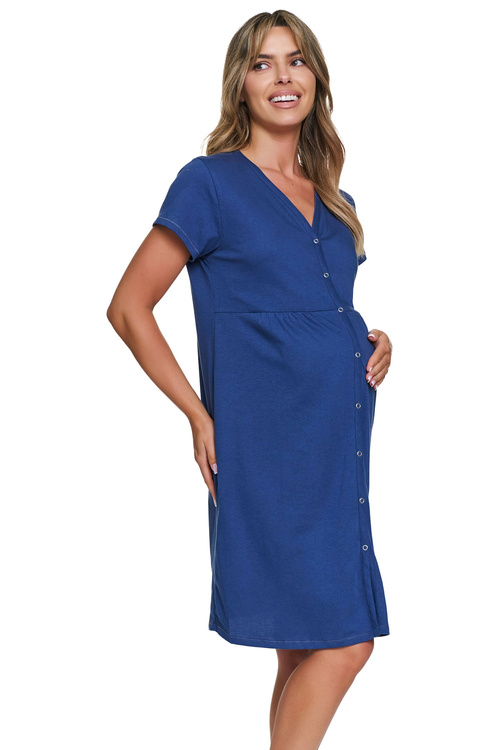 Doctor Nap TCB.7547 Koszula nocna na zatrzaski z krótkim rękawem, indigo blue