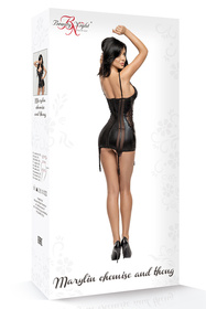Nocna komplet koszulka + stringi Beauty Night Marilyn chemise BN6514 black