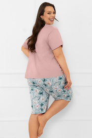 Piżama Italian Fashion Perlis kr.r. sp.1/2 róż pudrowy/druk