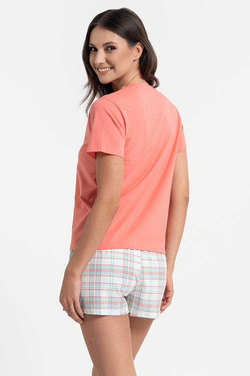Moraj PDD3100-006 piżama damska szorty w kratę pink