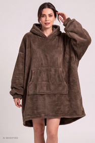 Vivisence 5028 szlafrok z kapturem oversize z kieszenią, brązowy