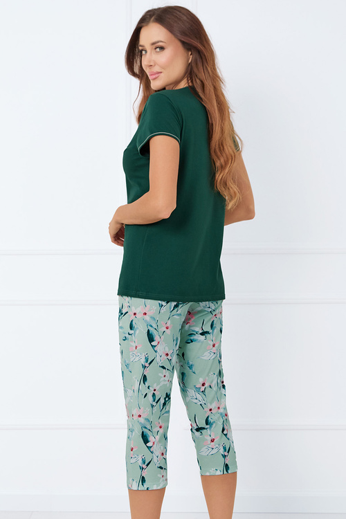 Piżama Italian Fashion Florisa kr.r. sp.3/4 c.zielony/druk
