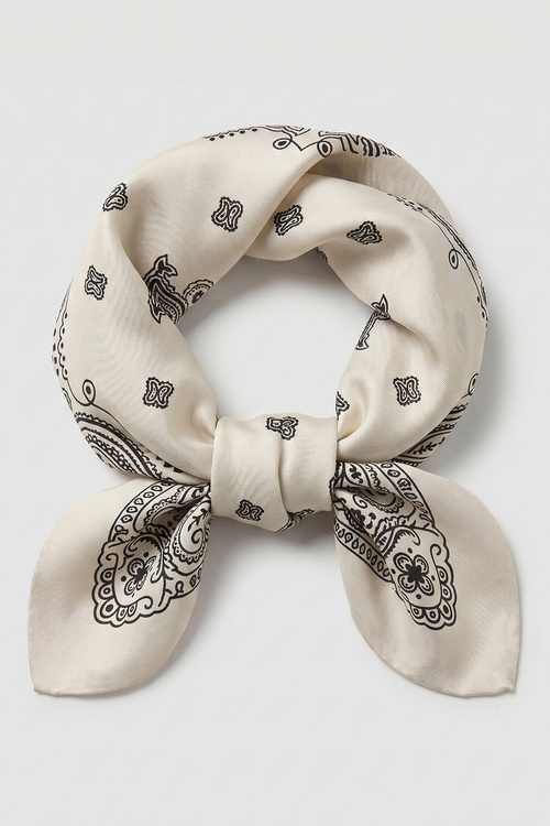 Vivisence S65-017 apaszka jedwabna paisley beżowy/czarny