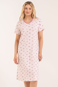 Moraj PDK2800-011 koszula nocna w różyczki z koronką pink