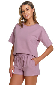 Doctor Nap SET.7450 komplet piżamowy top i szorty misty rose