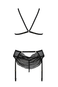 Nocna komplet biustonosz + stringi + pas do pończoch Passion Deliena set black