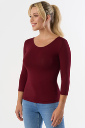Babell Manati klasyczna bluzka z rękawem 3/4 bordo