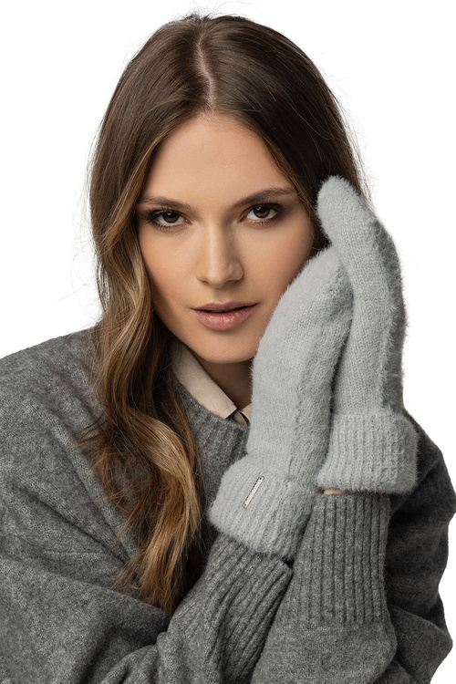 Komplet balaclava kaptur+rękawiczki Vivisence 7097Kmpl jasnoszary