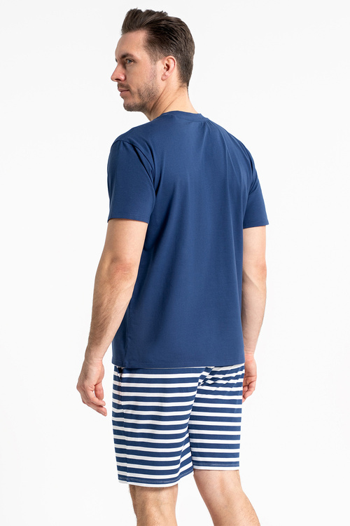Moraj PDM3600-005 piżama męska krótka, spodenki w paski blue