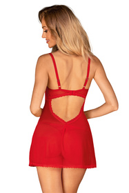 Nocna komplet koszulka + stringi Obsessive Chilisa babydoll czerwony Nocna komplet koszulka + stringi 