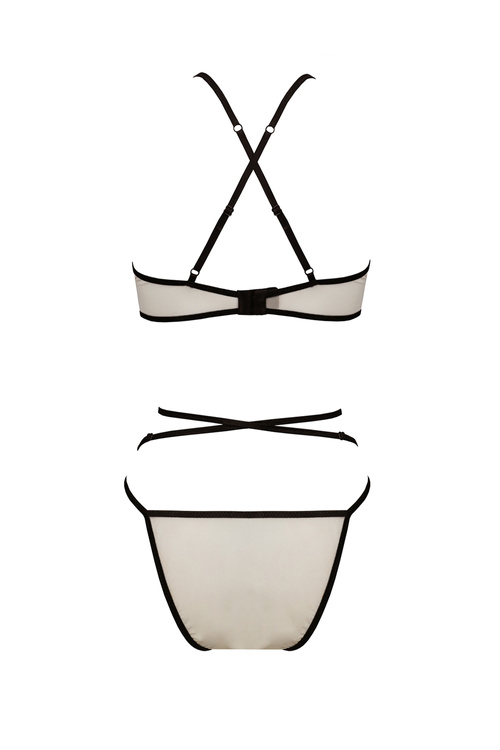 Nocna komplet biustonosz + figi Passion Chika set cream 