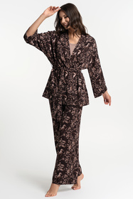 Moraj PDSZ3400-001 szlafrok krótki wiązany z kieszeniami brown