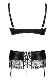 Komplet biustonosz + stringi + pas do pończoch Beauty Night Adelia set BN6693 black