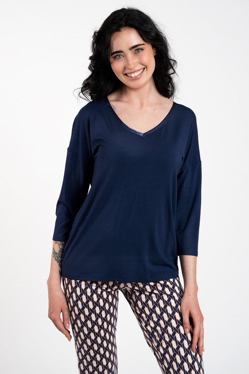 Nocna piżama Italian Fashion Milda r.3/4 sp.3/4 granat/druk