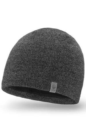 Pamami 14001 czapka męska z podszewką ciemnoszary melanż