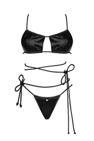 Nocna komplet biustonosz + stringi Obsessive Cordellis 2-pcs set czarny