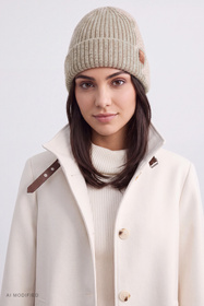 Vivisence 70123 Czapka beanie damska prążkowana z wywinięciem, beżowy