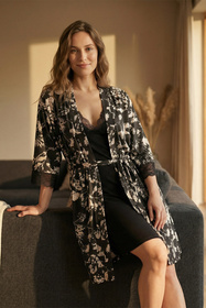 Vivisence 2059 komplet koszulka i peniuar z modalu czarny