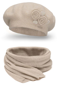 Vivisence 7037Kmpl Komplet beret+szalik, beżowy