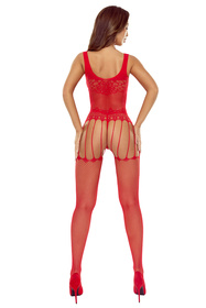 Passion BS119 bodystocking z rozcięciem w kroku red