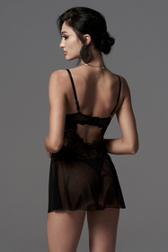Obsessive Perisia komplet babydoll i stringi z fiszbinami black