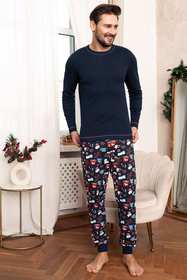 Nocna piżama Italian Fashion Rojas dł.r. dł.sp. granat/druk