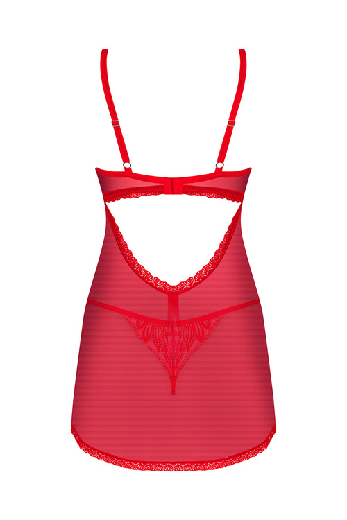 Nocna komplet koszulka + stringi Obsessive Chilisa babydoll czerwony Nocna komplet koszulka + stringi