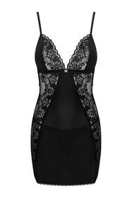 Nocna komplet koszulka + stringi Obsessive Maderris chemise czarny 