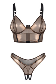 Komplet top + stringi Obsessive Soranna top & crotchless thong black