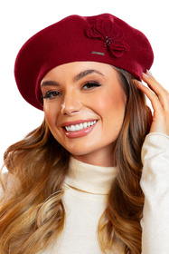 Komplet beret+szalik Vivisence 7036Kmpl bordowy 