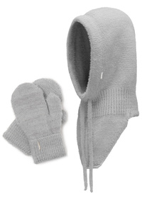 Komplet balaclava kaptur+rękawiczki Vivisence 7097Kmpl jasnoszary