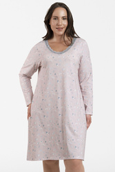 Nocna koszula Italian Fashion Simona dł.r. beż melanż/druk