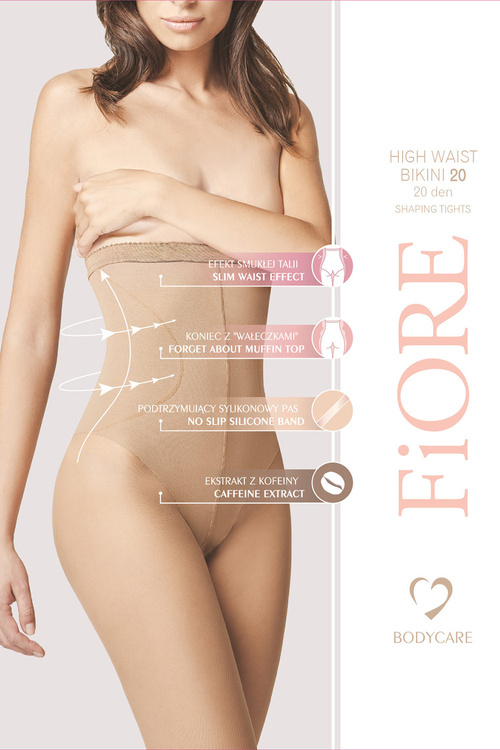 Fiore High Waist Bikini 20 den M5218 Wyrób pończoszniczy rajstopy, light natural