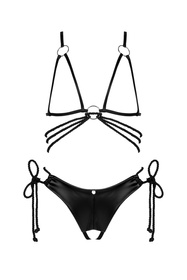 Nocna komplet półbiustonosz + stringi Obsessive Cordellis 2-pcs cupless set czarny