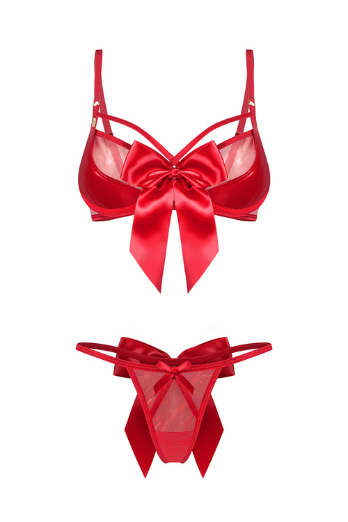 Obsessive Gifty Red 2 pcs set komplet biustonosz i stringi, red