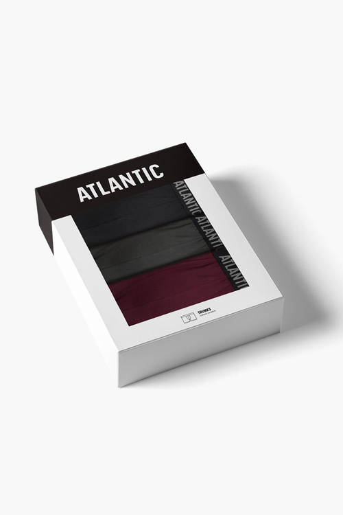 Bokserki Atlantic 3MH-011 3-pack fiolet/czarny/khaki