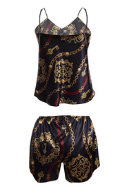 Nocna komplet top + szorty Dkaren DK-KK-014 granat-wzór