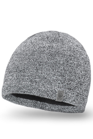 Pamami 14001 czapka męska z podszewką jasnoszary melanż