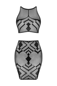 Nocna komplet top + spódnica Obsessive K101 top & skirt czarny
