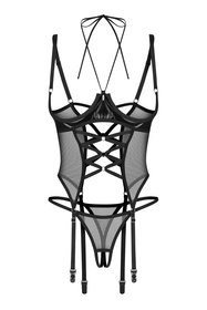 Komplet Obsessive Dominna corset & crotchless thong black