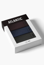 Atlantic 3MH-0111 bokserki męskie 3-pack dopasowane, brąz/indygo/khaki
