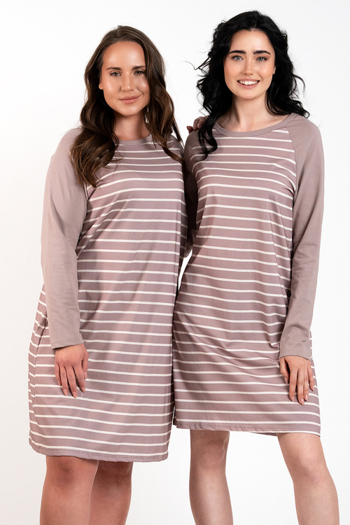 Nocna koszula Italian Fashion Oda dł.r. druk/cappuccino