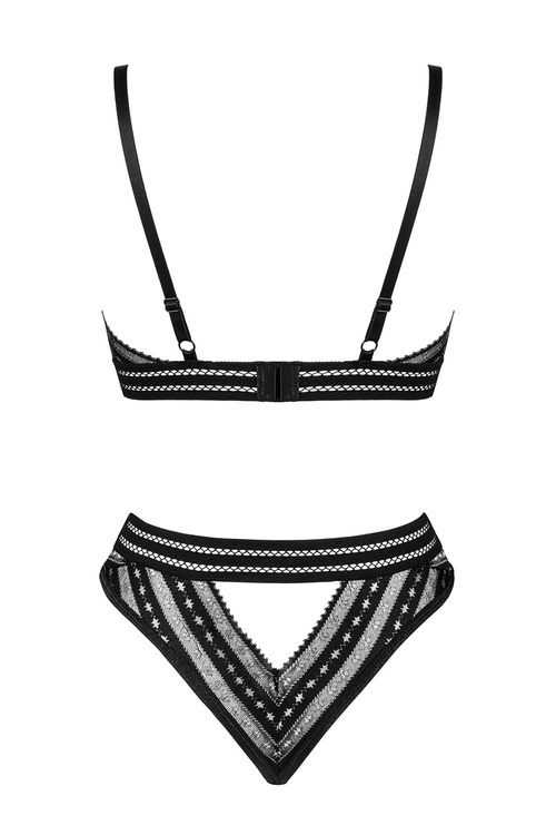 Obsessive Natilya 2-pcs set Nocna komplet biustonosz + figi, czarny