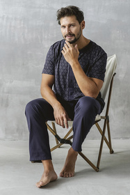 Italian Fashion Ricardo kr.r. dł.sp. Nocna piżama, druk/granat