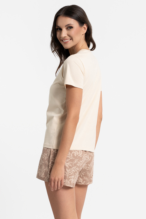 Moraj PDD2800-006 piżama bawełniana z roślinnym wzorem beige