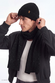 Vivisence MS7114 szalik męski z wełną merino, czarny