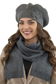 Vivisence 7006Kmpl Komplet beret+szalik, ciemnoszary