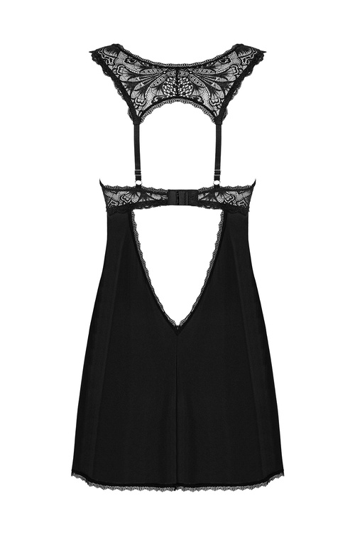 Nocna komplet koszulka + stringi Obsessive Donna Dream babydoll czarny