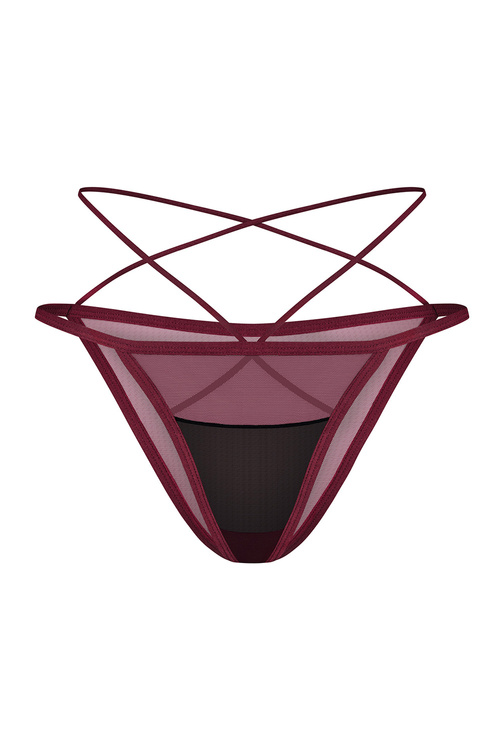 Obsessive Parisel mini panties figi z krzyżującymi paseczkami, bordo-czarny