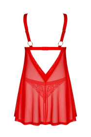 Komplet koszulka + stringi Obsessive Elianes babydoll czerwony 